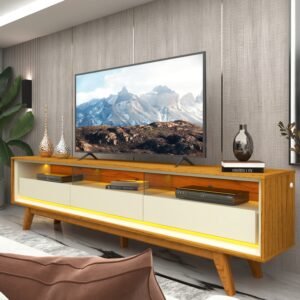 Rack até 75" Requinte 212 Naturale/Off White - GELIUS