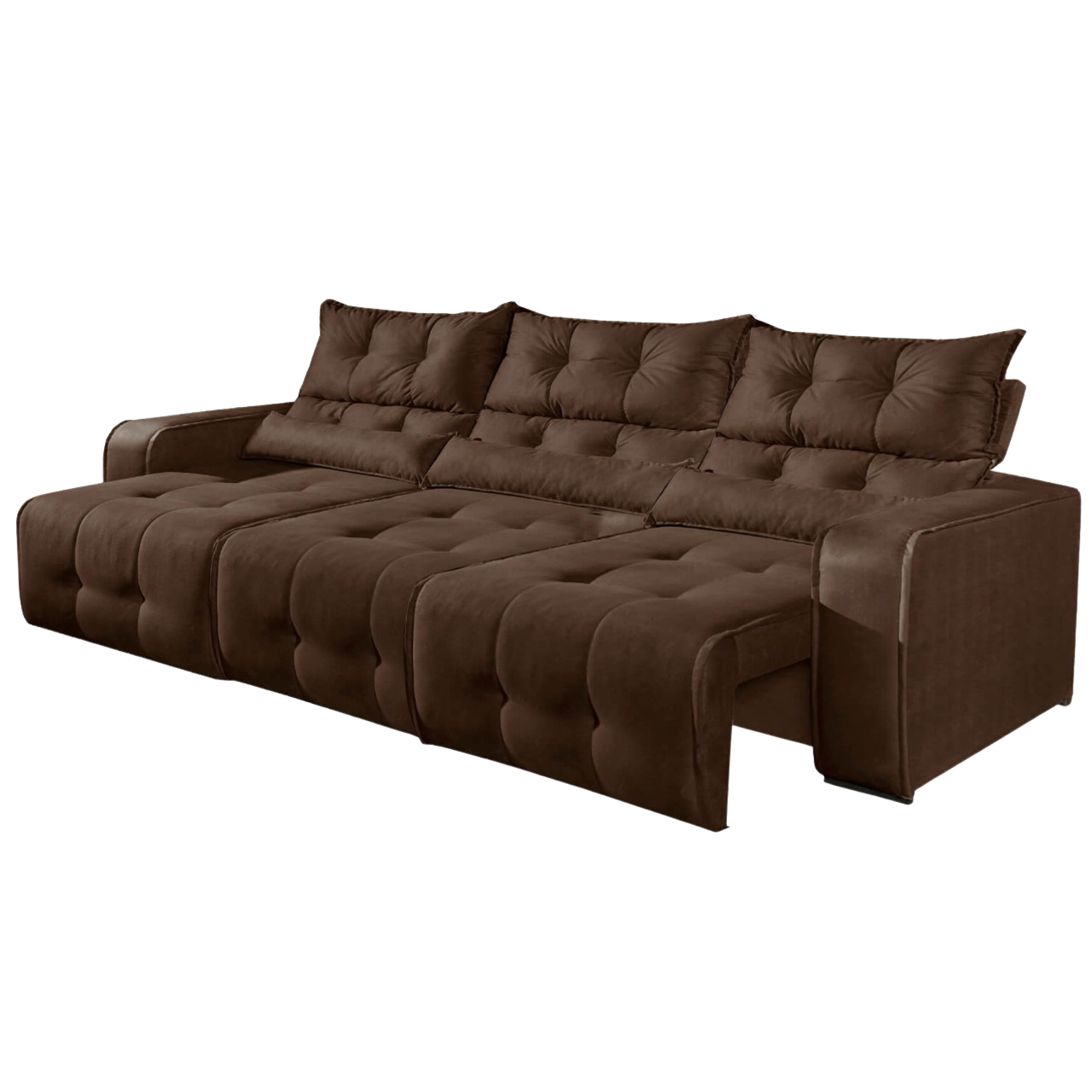 Sofá Retrátil e Reclinável Premier/Minas 2,50 m Veludo Marrom 506 - DECORAR ESTOFADOS - Imagem 2