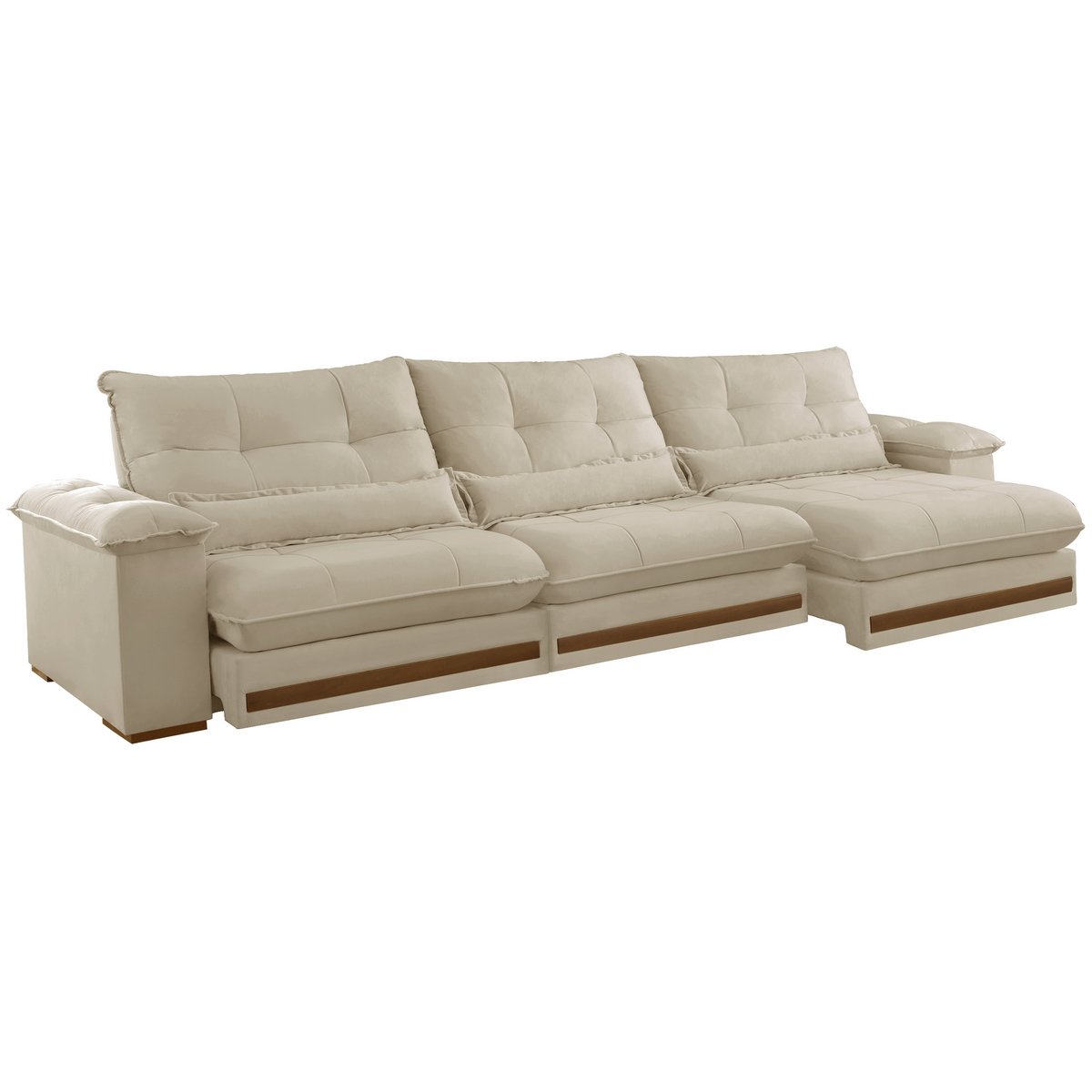 Sofá Retrátil e Reclinável Qatar 3,50 m Veludo Marfim B015 - TREVO ESTOFADOS - Imagem 4