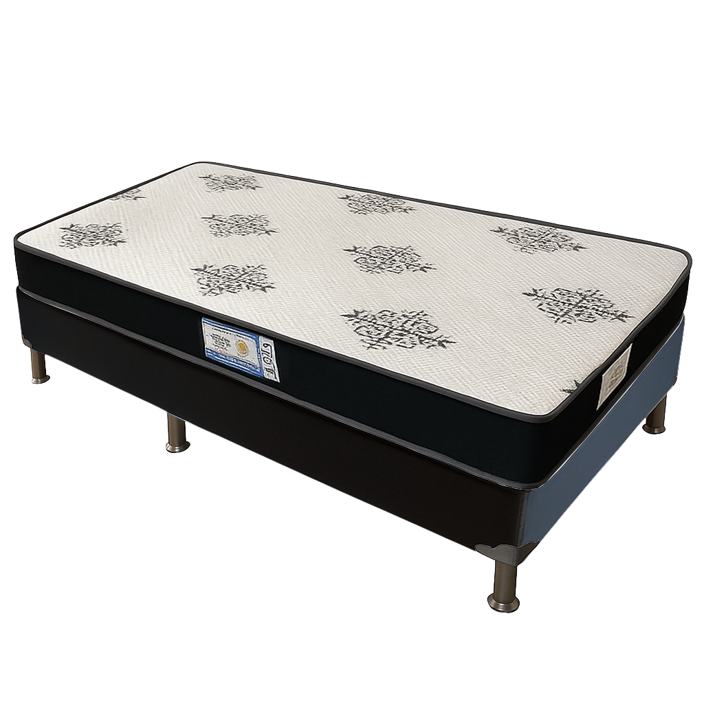 Colchão Solteiro Light D20 + Base Box Simples Corino Preto – ECOTEC + ALTO NÍVEL CAMAS E COLCHÕES - Imagem 2