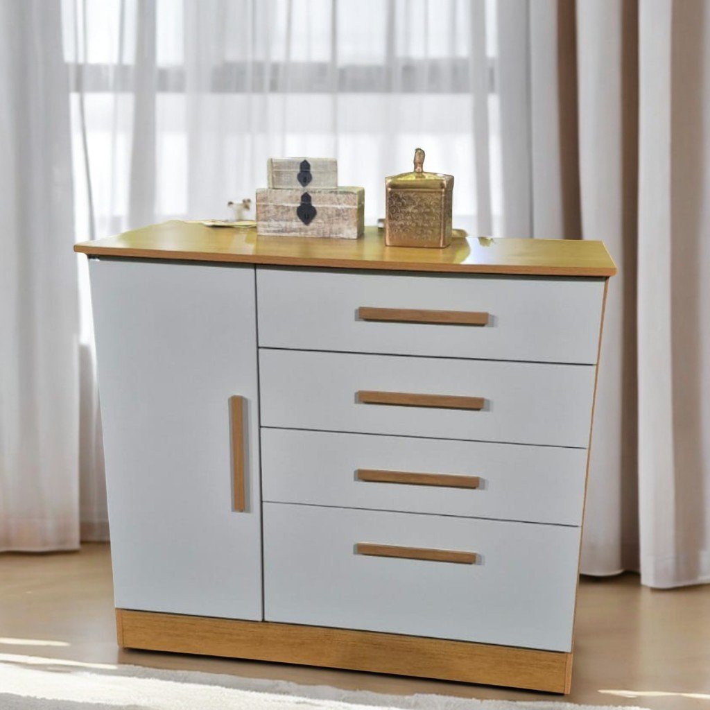 Cômoda 4 Gavetas com Sapateira Chicago/Berlim Cinamono/Off White - TCIL - Imagem 2