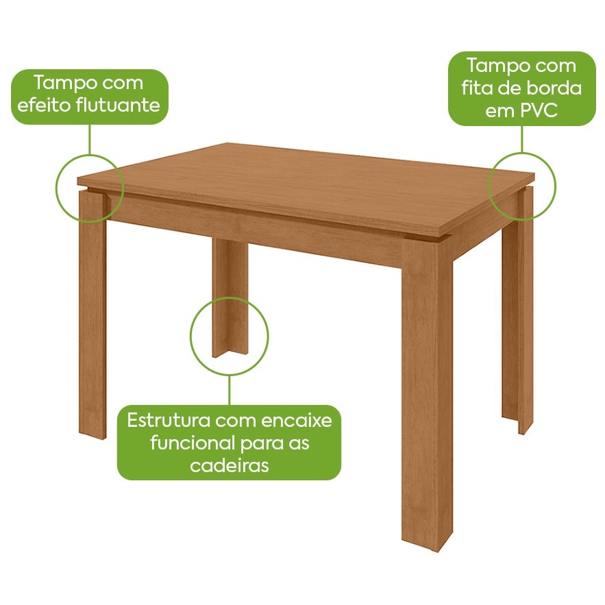 Mesa Athenas 120 Amêndoa Clean - LOPAS - Imagem 2