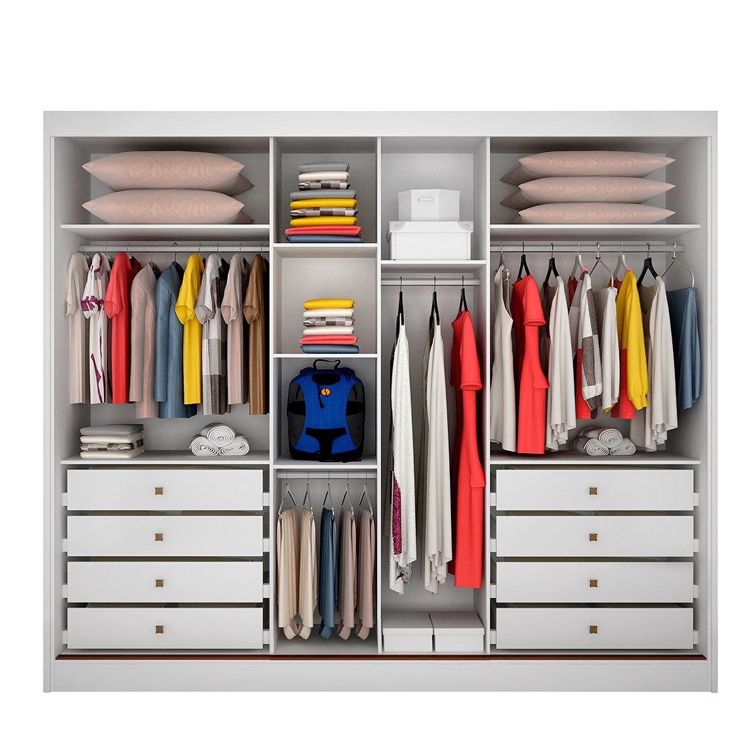 Guarda-Roupa Diamond Plus (1 porta espelhada) 2,412 m Neve - NOVO HORIZONTE - Imagem 2