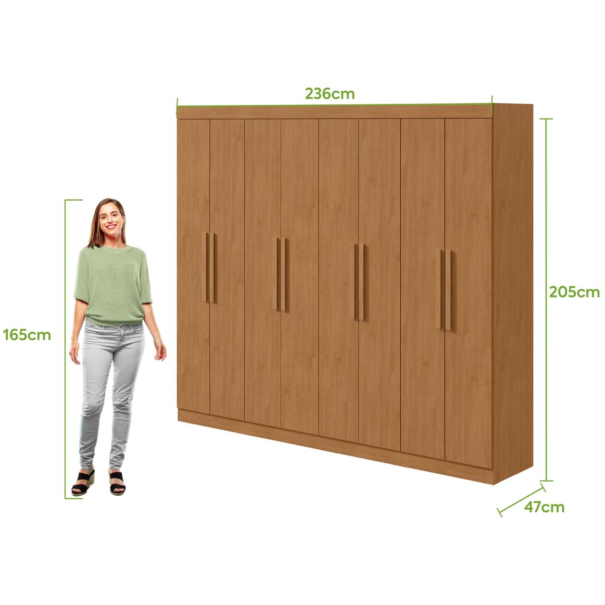 Guarda-Roupa 8 Portas Andara Soft 2,36 m Amêndoa Clean - LOPAS - Imagem 4