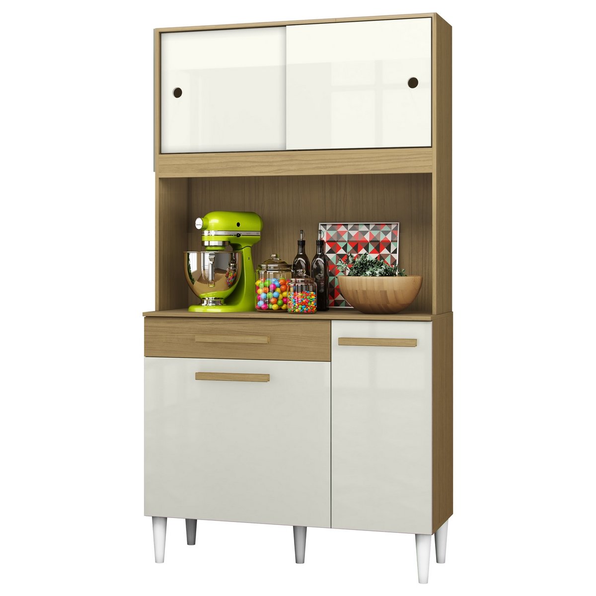 Kit Cozinha 4P1G 0,91 m Atacama/Off White - ARAMÓVEIS - Imagem 4