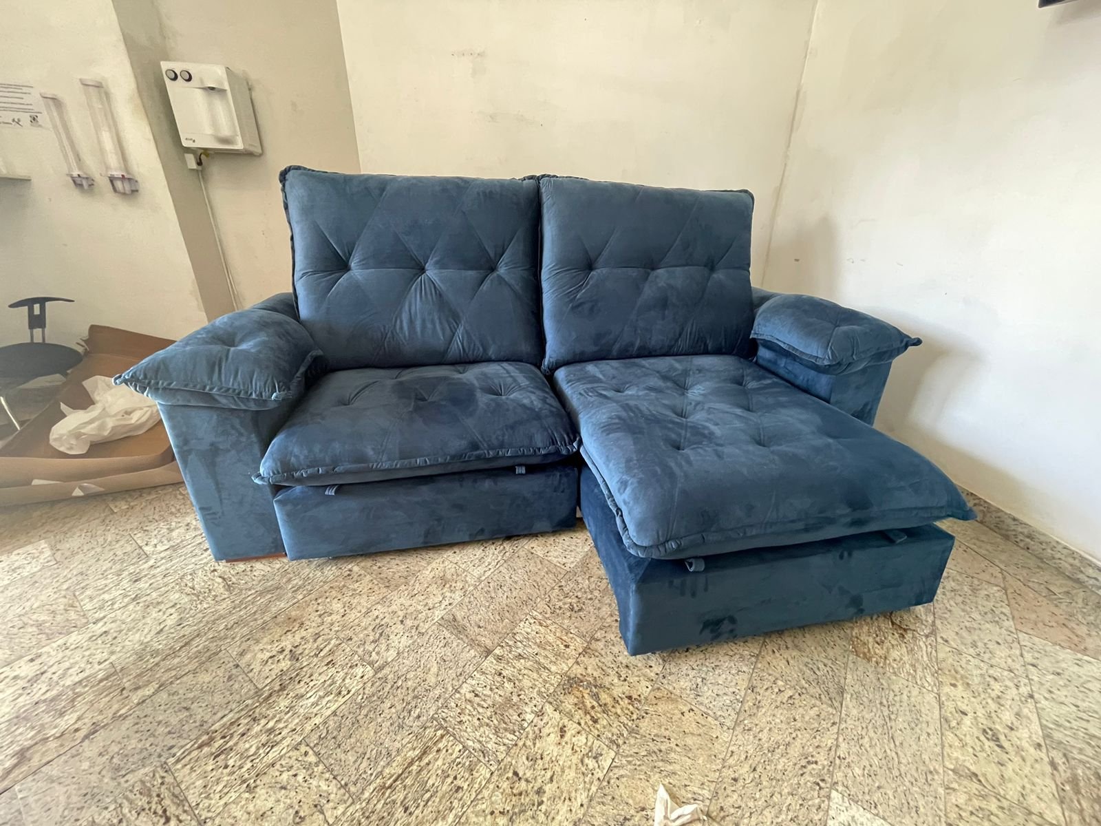 Sofá Retrátil e Reclinável Corvette 2,90 m Azul - D'VITRINE ESTOFADOS(PROMOÇÃO) - Imagem 4
