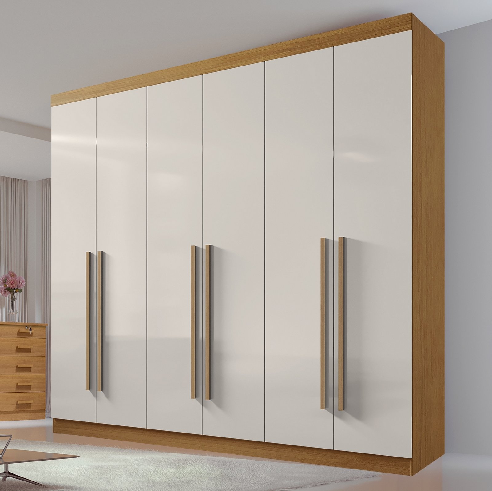 Guarda-Roupa 6 Portas Da Vinci 2,75 m Cinamono/Off White - D'DORO MÓVEIS