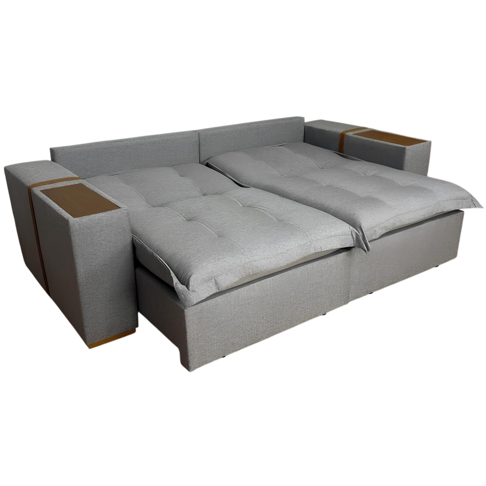 Sofá Cama Retrátil Tebas/Thebas/Gabriela 2,30 m Linho Grafite 301/Courino Dalas - ZARAT ESTOFADOS - Imagem 5