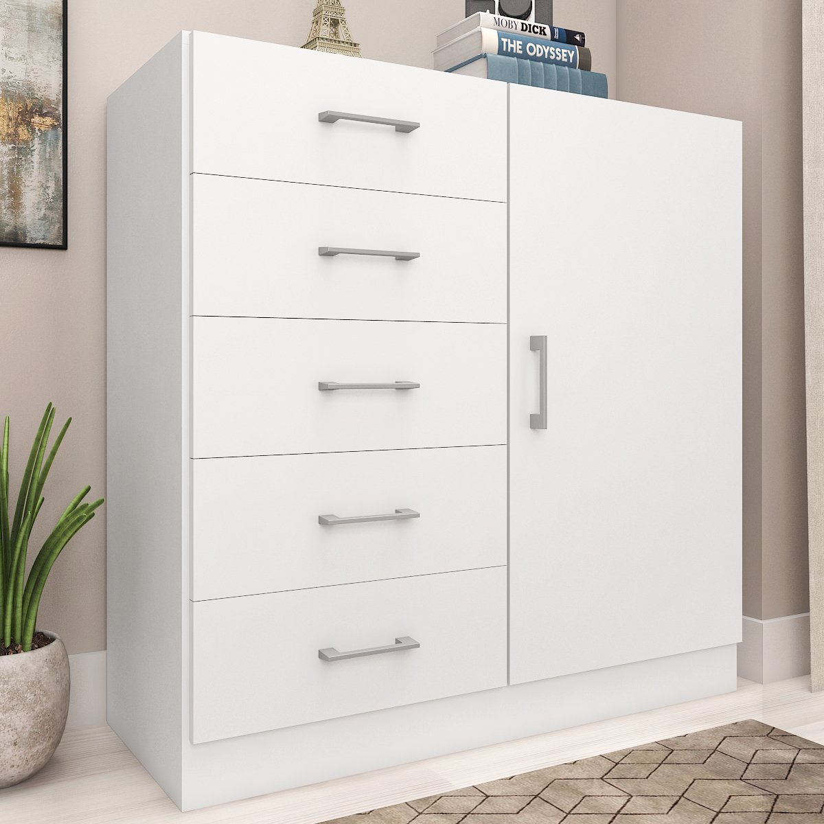 Cômoda 5 Gavetas com Sapateira Miami Branco - FELLICCI - Imagem 2