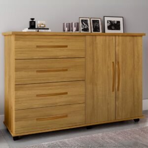 Cômoda 4 Gavetas com Sapateira Dupla Bali Mel - MÓVEIS PRIMUS