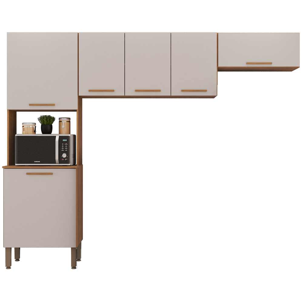 Cozinha 3 Peças New Valência (S/Balcão) Cinamomo/Off White - SALLÊTO - Imagem 4