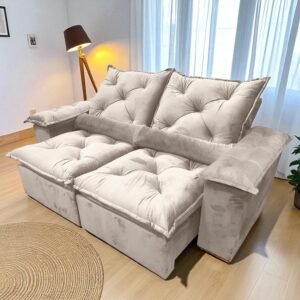 Sofá Retrátil e Reclinável Grécia 2,00 m Bege - QUINE ESTOFADOS