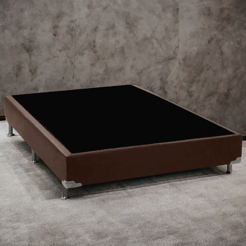 Base Box Casal Simples Corino Marrom – ALTO NÍVEL CAMAS E COLCHÕES