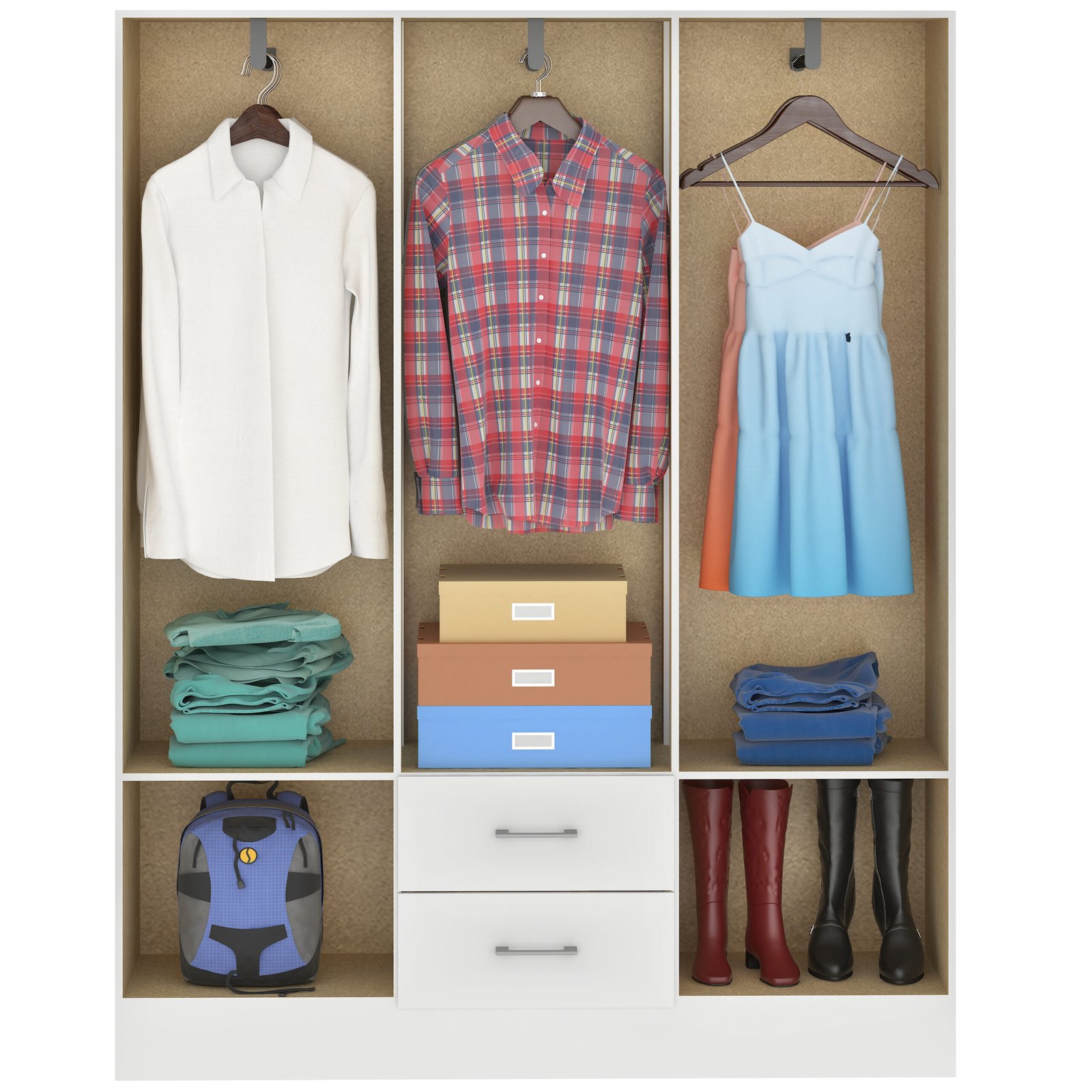 Guarda-Roupa 6 Portas Jamaica 6002 + Cômoda 5 Gavetas Aruba Branco – FELLICCI - Imagem 3