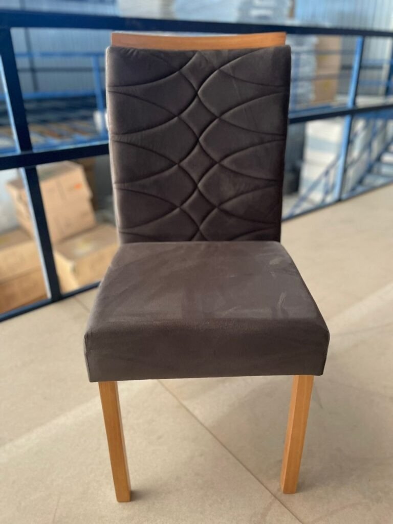 Mesa Salinas/Helô/Los Angeles 90 Cinamomo/Off White com 4 Cadeiras Safira Veludo Marrom – CEL MÓVEIS + WM DECOR - Imagem 2