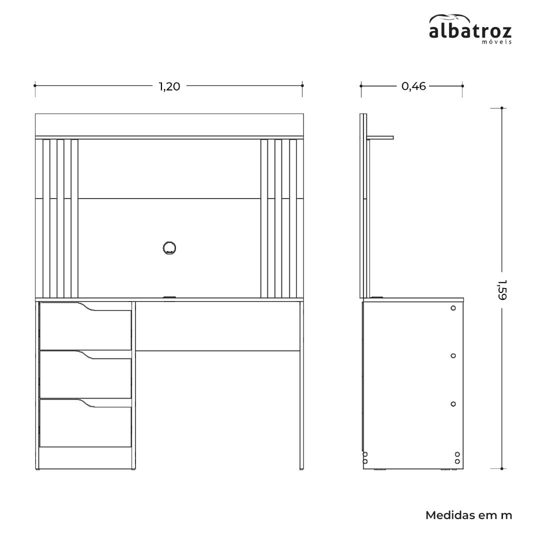 Escrivaninha com Painel Doble Branco Fosco - MÓVEIS ALBATROZ - Imagem 8