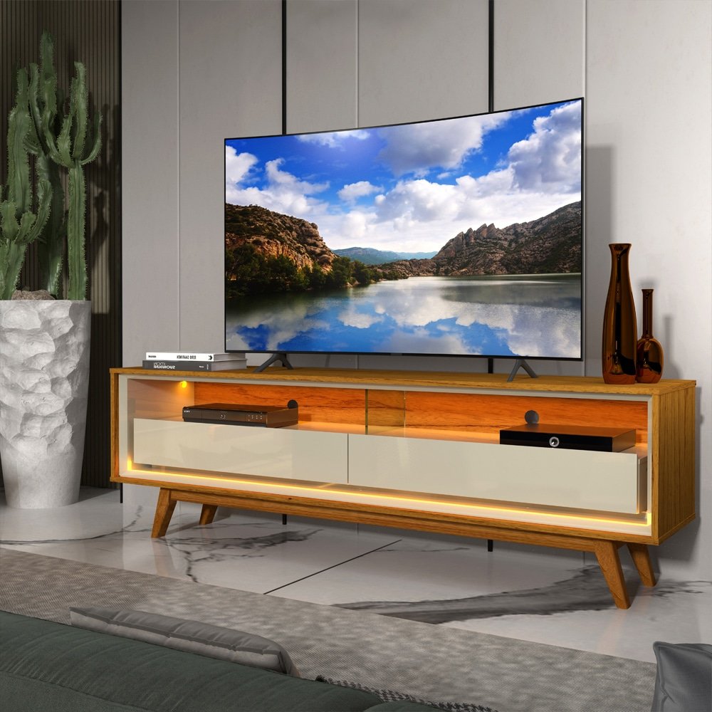 Rack até 65" Requinte 172 Naturale/Off White - GELIUS