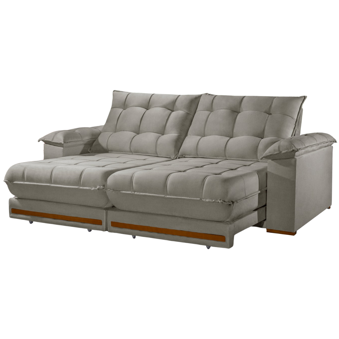 Sofá Retrátil e Reclinável Barcelona 2,50 m Veludo Cinza Prata 319 - ESTOFADOS TEIXEIRA - Imagem 5