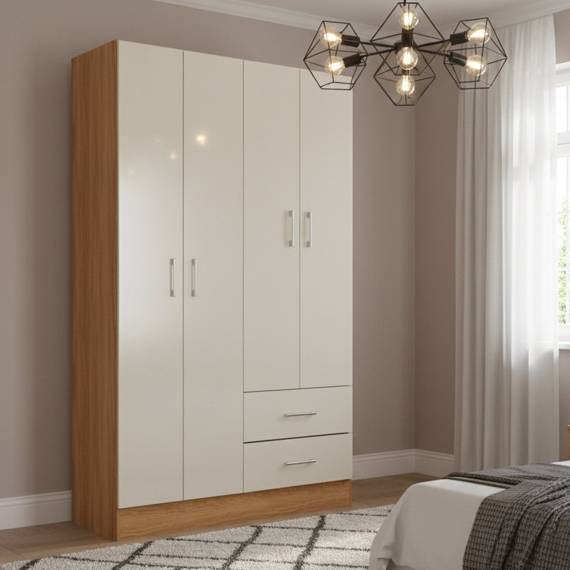 Guarda-Roupa 4 Portas Panamá 4002 0,90 m Cinamomo/Off White – FELLICCI