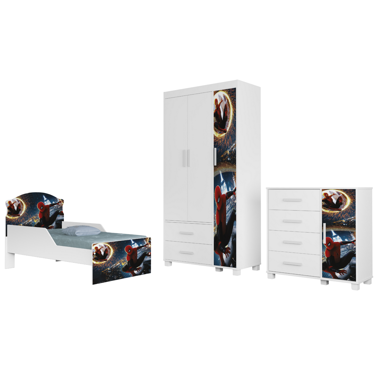 Guarda-Roupa 3 Portas Lívia + Cômoda Lívia + Mini Cama Juvenil Lívia (Menino) Homem-Aranha 14 – MADEC/VJ MÓVEIS - Imagem 2