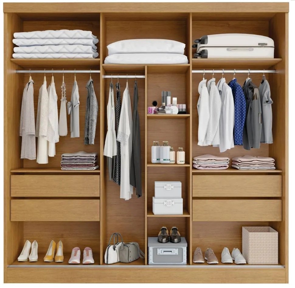 Guarda-Roupa 3 Portas Toronto 2,40 m Nature/Off White - BIANCHI - Imagem 6