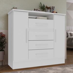 Cômoda 4 Gavetas e 2 Sapateiras Laguna 11CO2430 Branco - RODIAL MÓVEIS