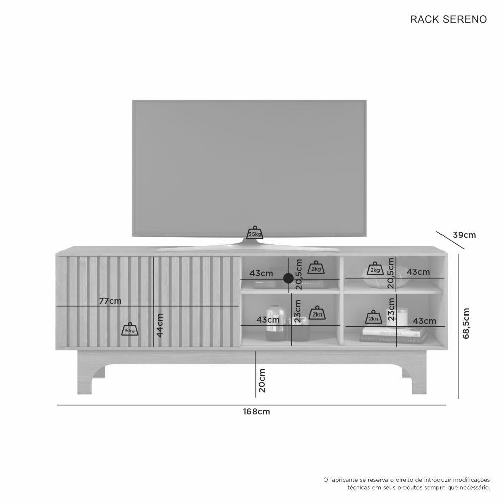 Rack até 70" Sereno Cinamomo/Off White - JCM MOVELARIA - Imagem 2