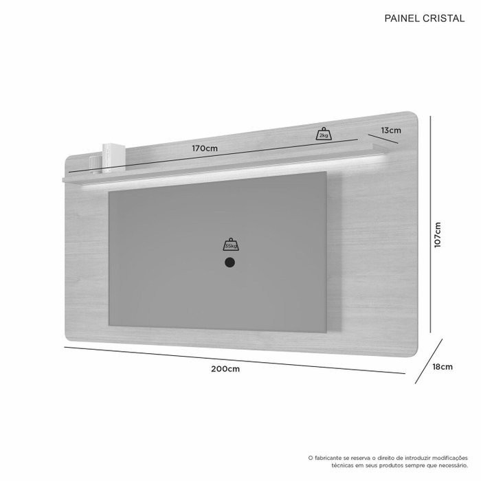 Painel até 70" Cristal Cinamono - JCM MOVELARIA - Imagem 2