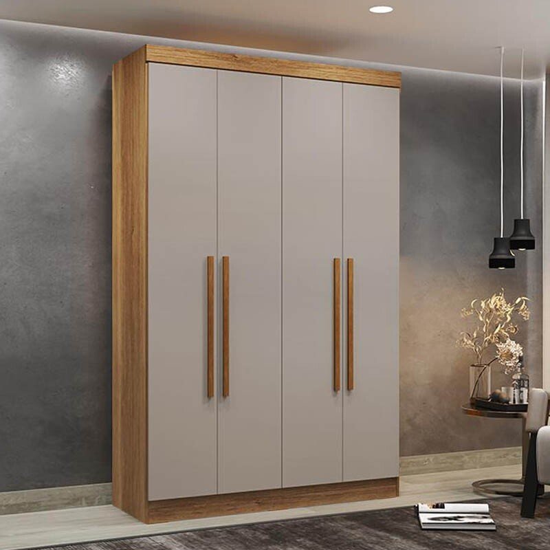 Roupeiro Solteiro Recife Cinamomo/Off 4 Portas 2 Gavetas Larg. 1.21m - Sallêto