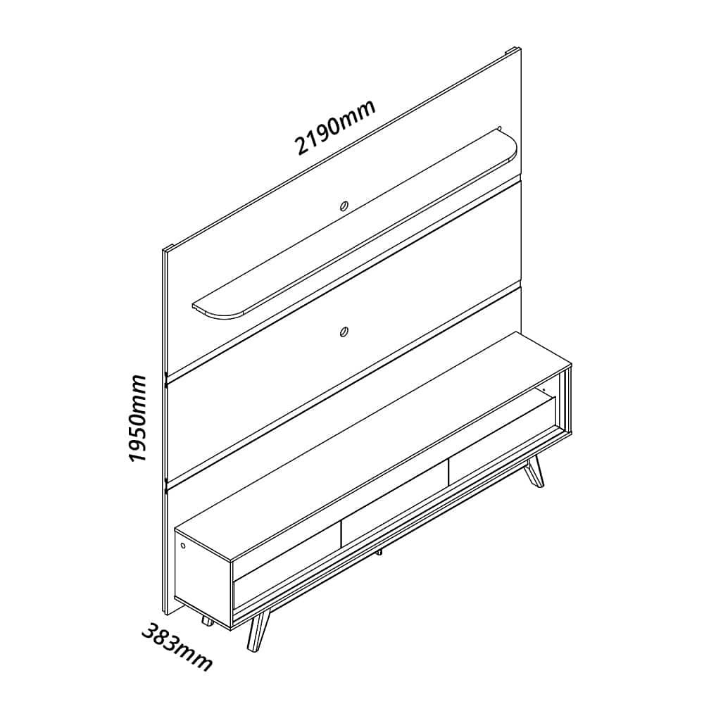 Painel até 85″ Royal 220 Off White + Rack Requinte 212 Cinza/Off White - GELIUS - Imagem 3