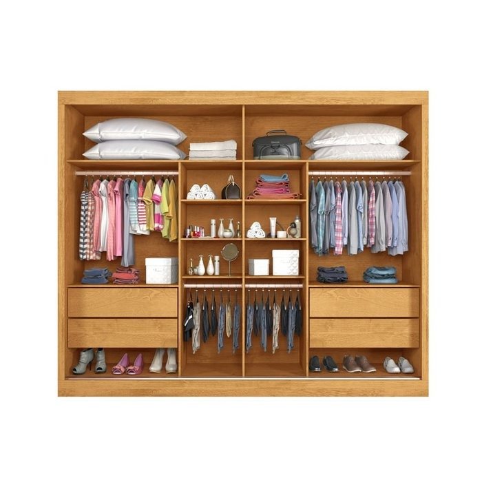 Guarda-Roupa 2 Portas Verona 2,02 m Peroba/Off White/Peroba - MÓVEIS EUROPA - Imagem 5