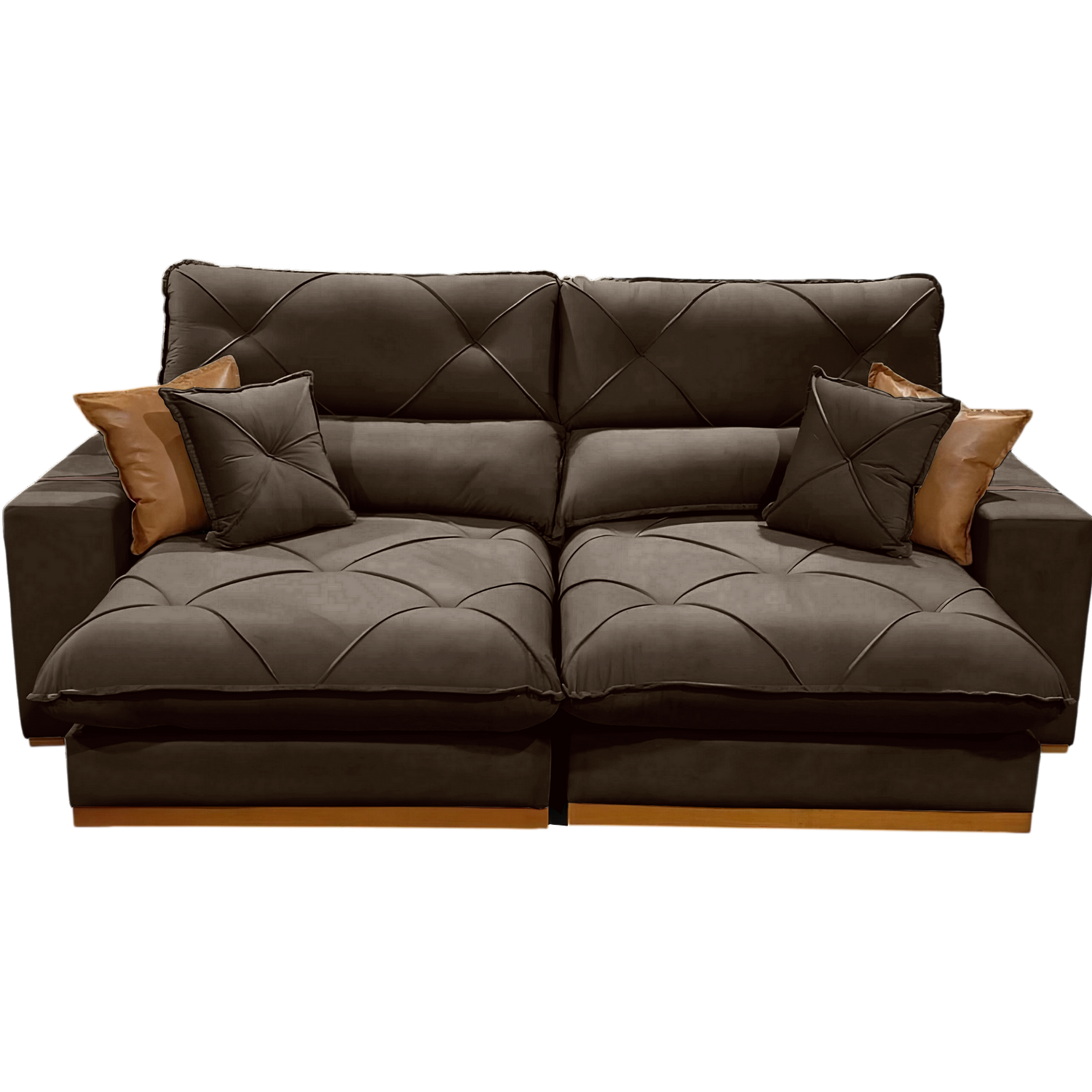 Sofá Retrátil e Reclinável Aquiles/Gran Bello 2,50 m Veludo Marrom 105 - ZARAT ESTOFADOS - Imagem 3