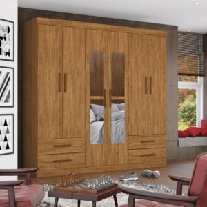 Guarda-Roupa 6 Portas Hércules(Com espelho) 1,77 m Cinamono – CARIOCA MÓVEIS