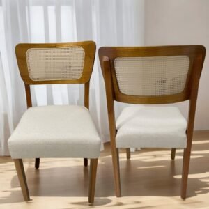 Kit 2 Cadeiras Alasca Mel/Linho Bege - HR MOVELARIA