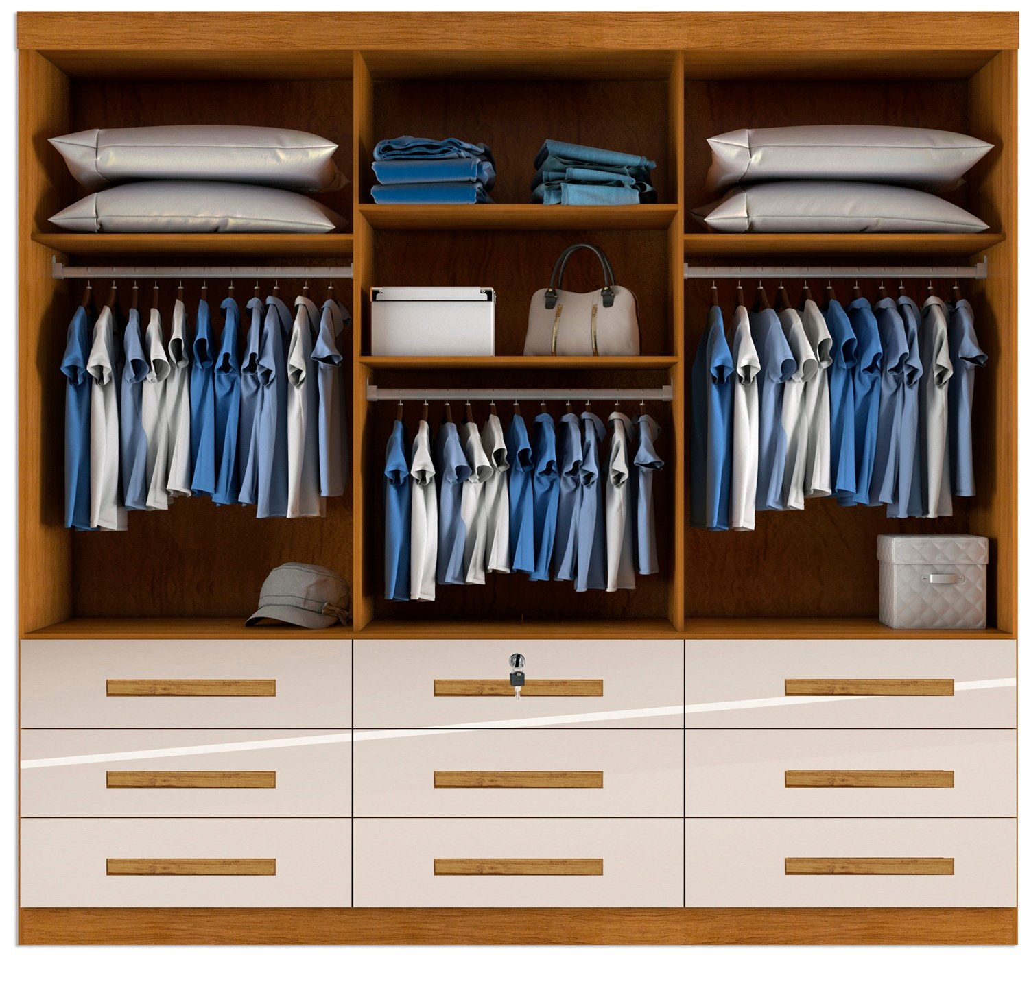 Guarda-Roupa Turim 2,11 m Nature/Off White - BIANCHI - Imagem 2