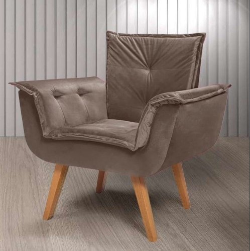 Poltrona Fixa Canadá/Opala Veludo Marrom – JP ESTOFADOS - Imagem 2