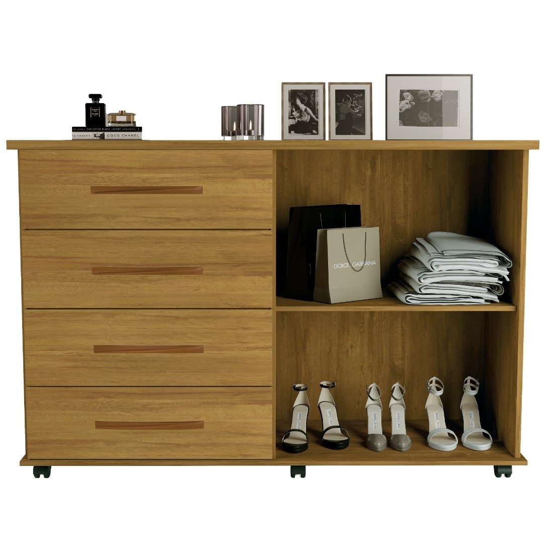 Cômoda 4 Gavetas com Sapateira Dupla Bali Mel - MÓVEIS PRIMUS - Imagem 3