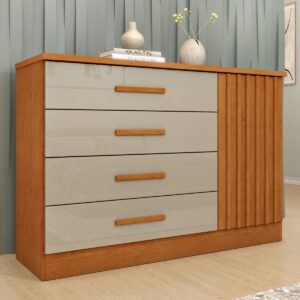 Cômoda Barcelona/Montserrat Ripado Cinamono/Off White - TCIL