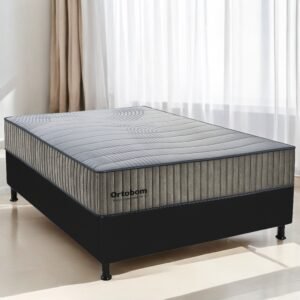 Colchão Casal Exclusive Foam D33 + Base Box Simples Corino Preto – ORTOBOM + BIOSTAR