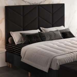 Cabeceira Queen Berlim Veludo Preto B013 - LARMÓVEIS/TREVO ESTOFADOS