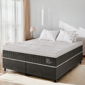Colchão Queen Terapêutico Massageador Titan/Thor D28 + Base Box Simples Corino Preto – VIERO MÓVEIS + ALTO NÍVEL CAMAS E COLCHÕES