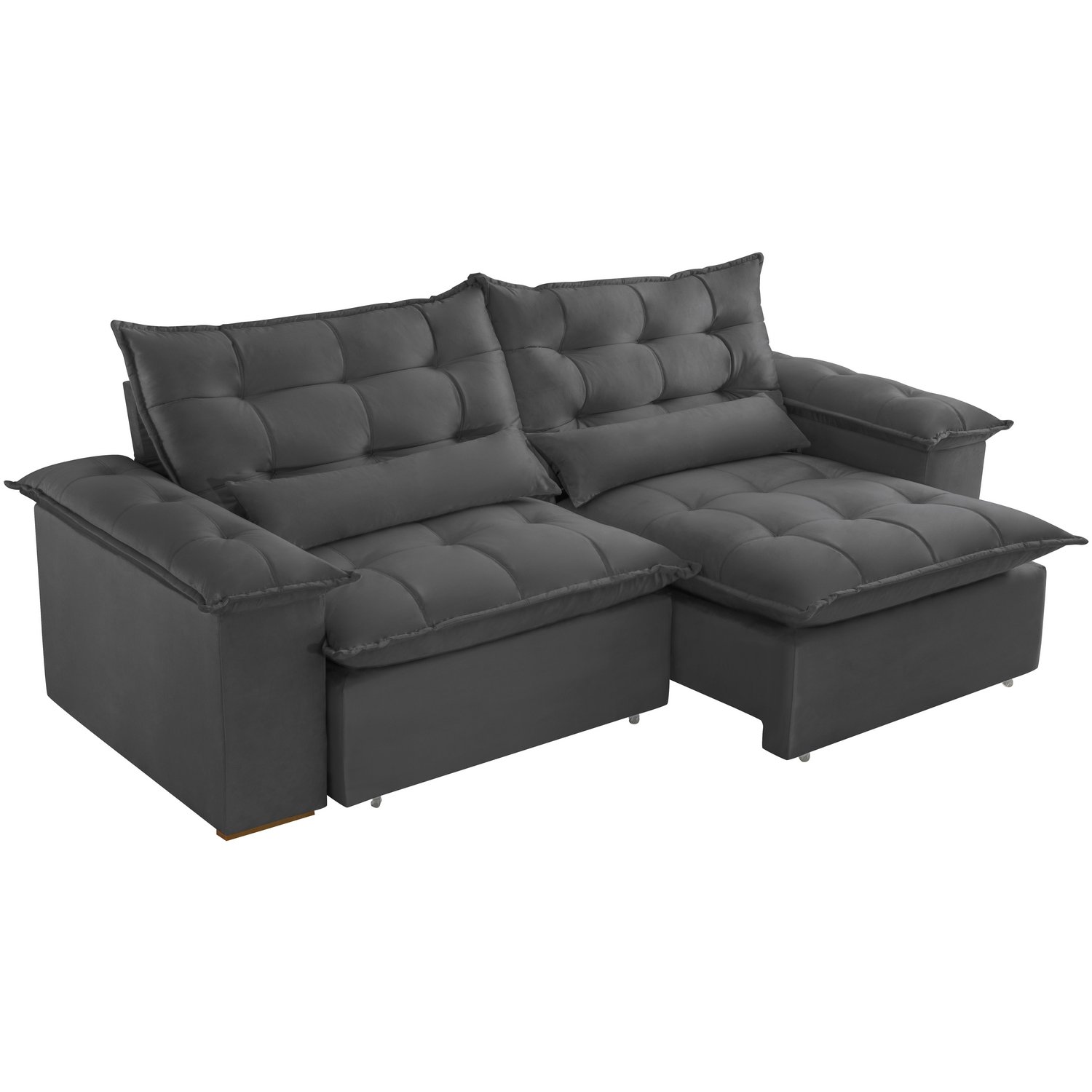 Sofá Retrátil e Reclinável Niger 2,50 m Veludo Cinza B010 - TREVO ESTOFADOS - Imagem 4