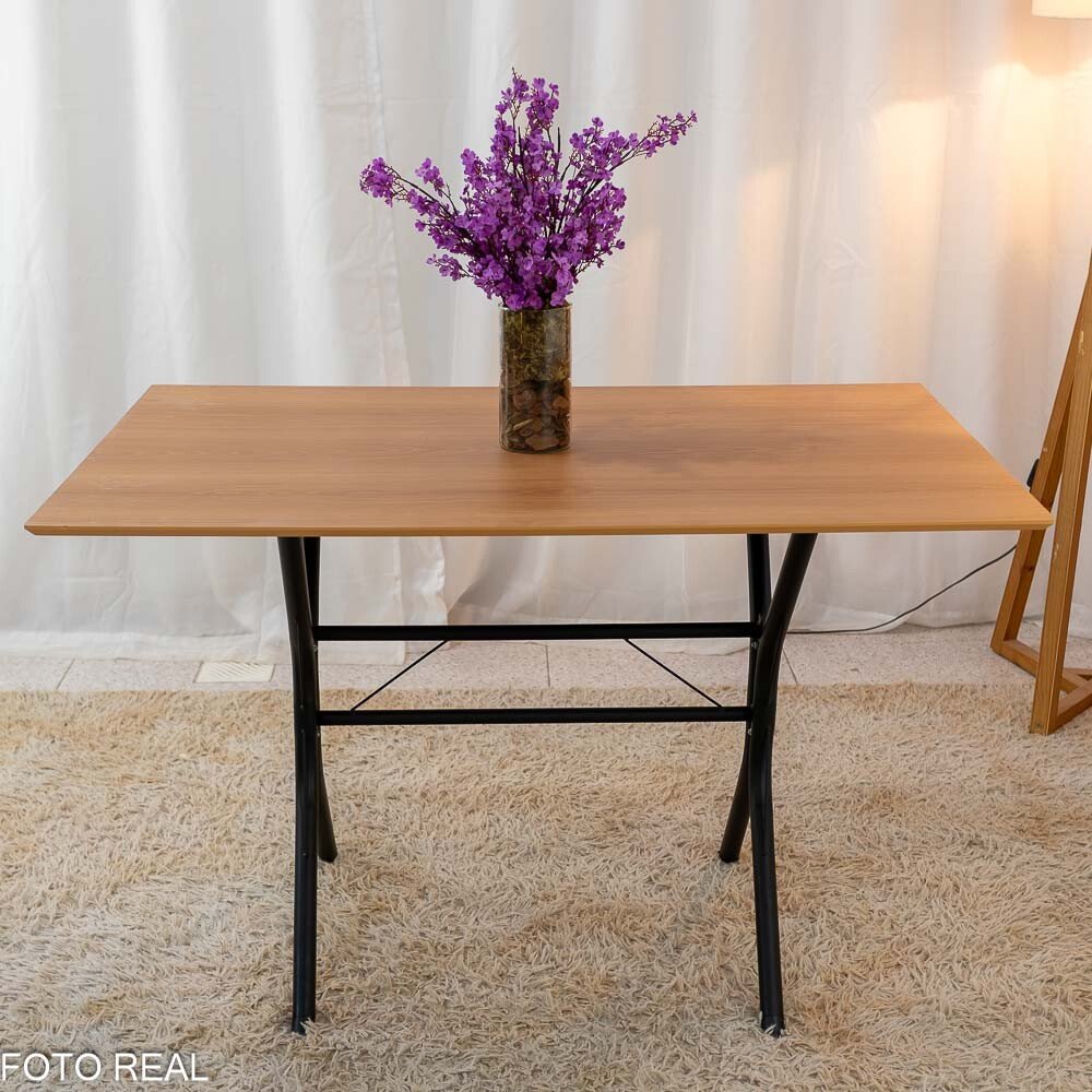 Mesa Paraty Base Cabo Frio Preto Tampo Madeirado 120×75 4 Cadeiras Paraty Assento Marrom - Teixeira - Imagem 6