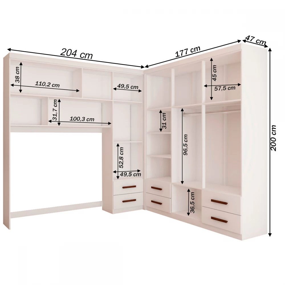 Modulado 4 Portas + Guarda-Roupa 6 Portas Hércules(Sem Espelho) Branco – CARIOCA MÓVEIS - Imagem 3