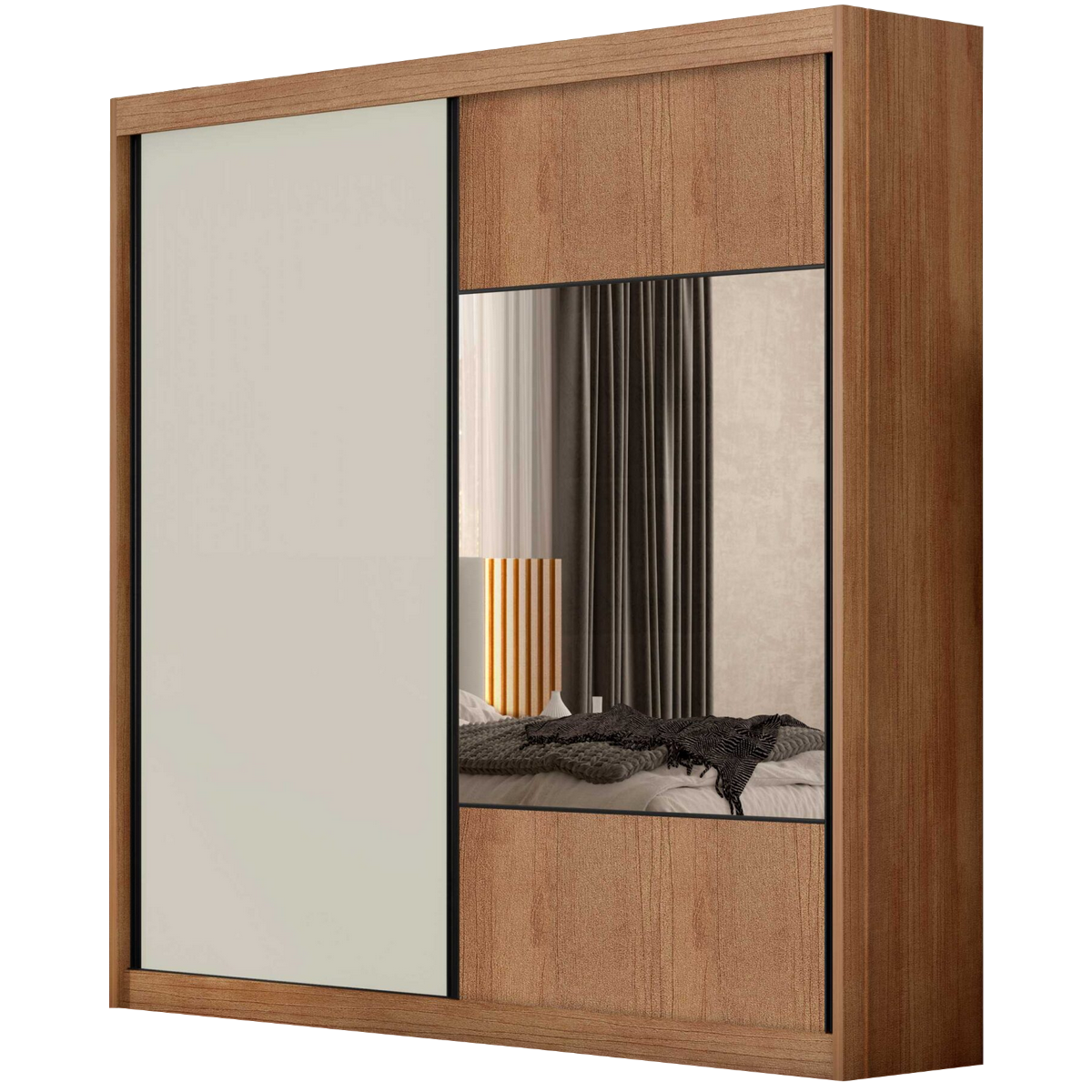 Guarda-Roupa 2 Portas Versatto 2,082 m Cumaru/Fendi/Cumaru - NOVO HORIZONTE - Imagem 4