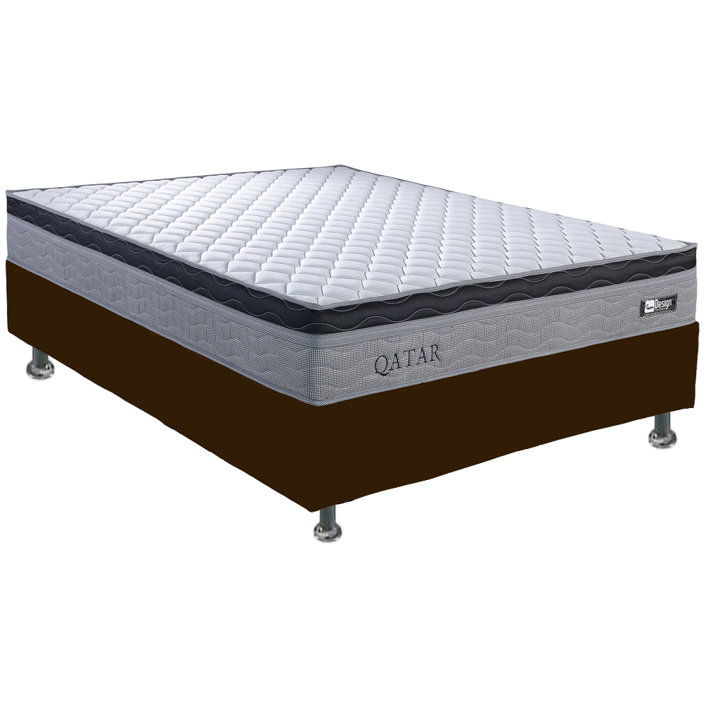 Colchão Casal Qatar D28 + Base Box Simples Corino Marrom – DESIGN COLCHÕES + BIOSTAR - Imagem 2