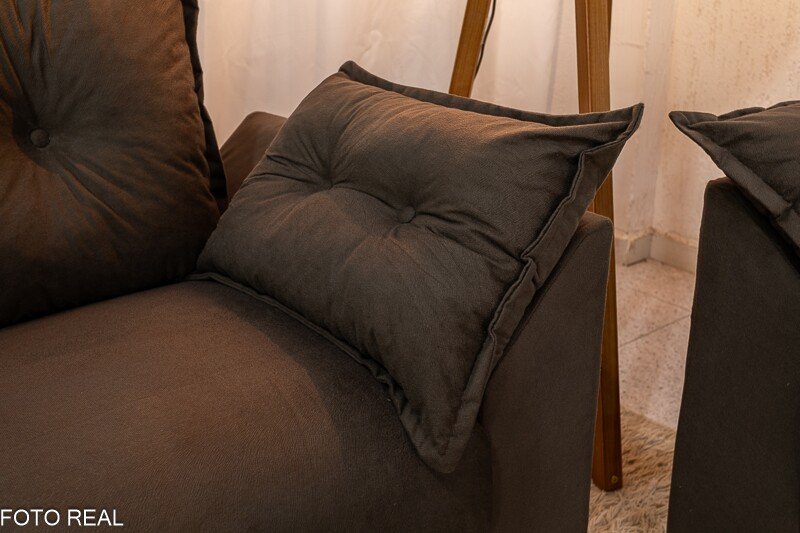 Sofá 3 e 2 lugares Petra Veludinho Marrom 603 - Imagem 8