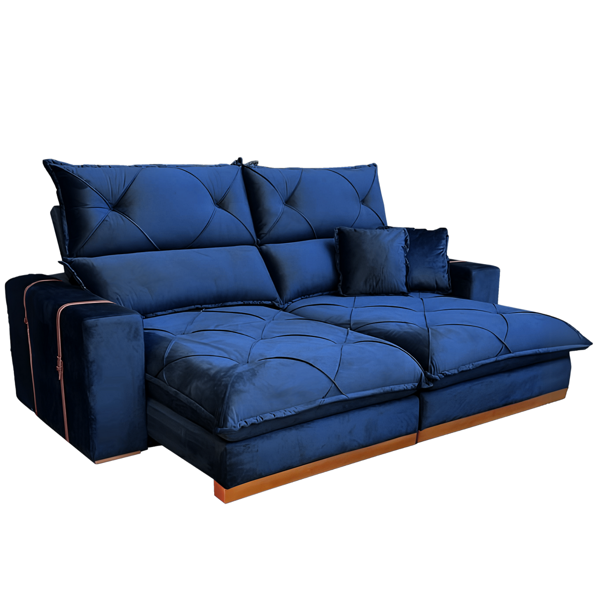 Sofá Retrátil e Reclinável Gran Bello Light 2,50 m Veludo Azul - QUINE ESTOFADOS - Imagem 4