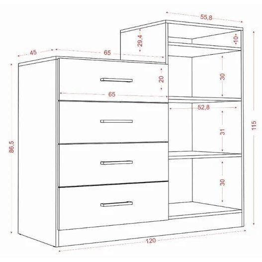 Cômoda Londres Atacama TX/Off White - ARAMÓVEIS - Imagem 4