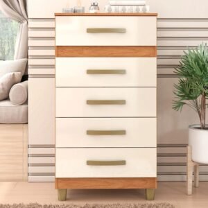 Cômoda 5 Gavetas Malta CO250 Cinamomo/Off White - FELLICCI